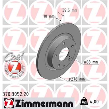 discos de freno coche - Disco de freno eje trasero (Gama COAT Z) ZIMMERMANN 370305220