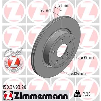 discos de freno coche - Disco de freno eje trasero (Gama COAT Z) ZIMMERMANN 150349320