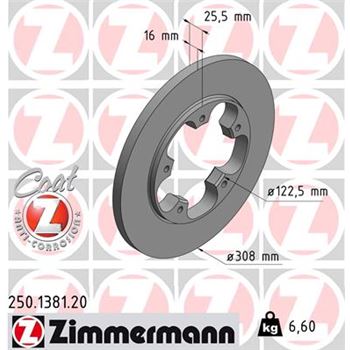 discos de freno coche - Disco de freno eje trasero (Gama COAT Z) ZIMMERMANN 250138120