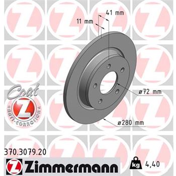 discos de freno coche - Disco de freno eje trasero (Gama COAT Z) ZIMMERMANN 370307920