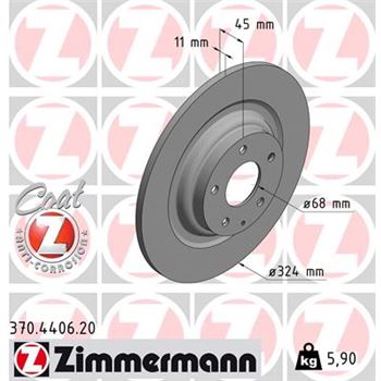 discos de freno coche - Disco de freno eje trasero (Gama COAT Z) ZIMMERMANN 370440620