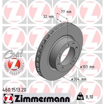 discos de freno coche - Disco de freno eje delantero, izquierda (Gama COAT Z) ZIMMERMANN 460151320