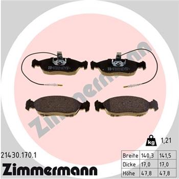 pastillas de freno coche - Juego de pastillas de freno ZIMMERMANN 214301701