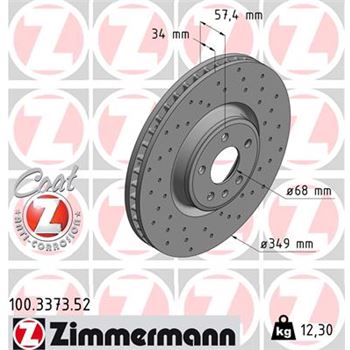 discos de freno coche - Disco de freno eje delantero (Gama SPORT COAT Z) ZIMMERMANN 100337352