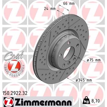 discos de freno coche - Disco de freno eje trasero (Gama FORMULA F COAT Z) ZIMMERMANN 150292232