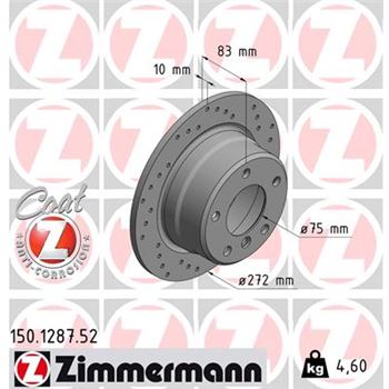 discos de freno coche - Disco de freno eje trasero (Gama SPORT COAT Z) ZIMMERMANN 150128752