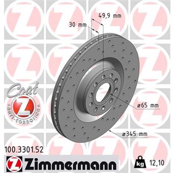 discos de freno coche - Disco de freno eje delantero (Gama SPORT COAT Z) ZIMMERMANN 100330152