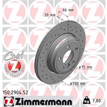 discos de freno coche - Disco de freno eje trasero (Gama SPORT COAT Z) ZIMMERMANN 150290452