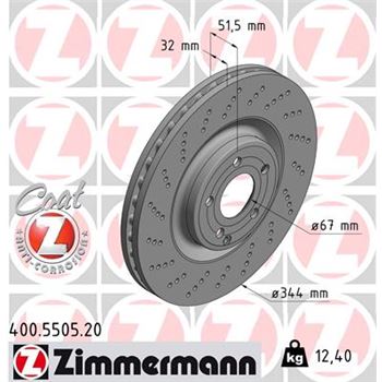 discos de freno coche - Disco de freno eje delantero (Gama COAT Z) ZIMMERMANN 400550520