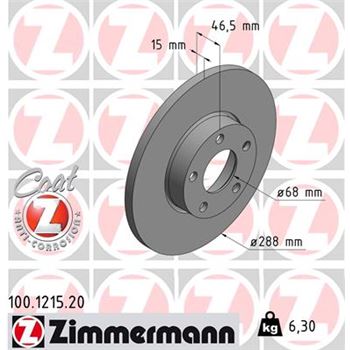discos de freno coche - Disco de freno eje delantero (Gama COAT Z) ZIMMERMANN 100121520