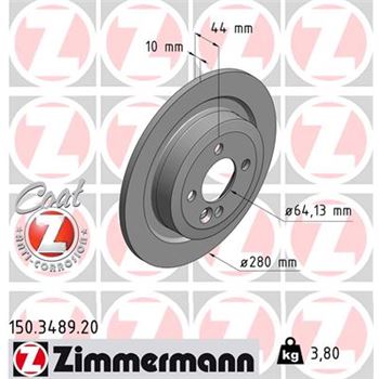 discos de freno coche - Disco de freno eje trasero (Gama COAT Z) ZIMMERMANN 150348920
