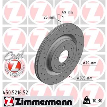 discos de freno coche - Disco de freno eje trasero (Gama SPORT COAT Z) ZIMMERMANN 450521652