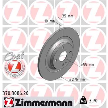 discos de freno coche - Disco de freno eje trasero (Gama COAT Z) ZIMMERMANN 370308620