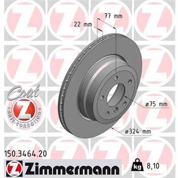 discos de freno coche - Disco de freno eje trasero (Gama COAT Z) ZIMMERMANN 150346420
