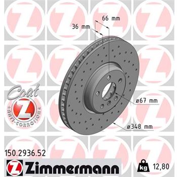 discos de freno coche - Disco de freno eje delantero, izquierda (Gama SPORT COAT Z) ZIMMERMANN 150293652