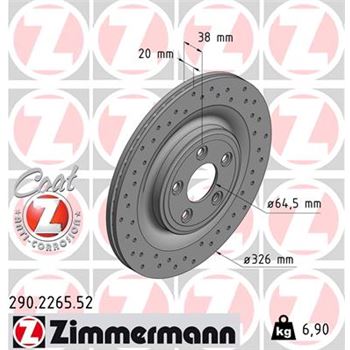 discos de freno coche - Disco de freno eje trasero (Gama SPORT COAT Z) ZIMMERMANN 290226552