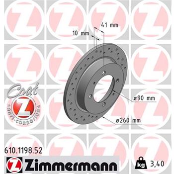 discos de freno coche - Disco de freno eje trasero (Gama SPORT COAT Z) ZIMMERMANN 610119852