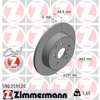 discos de freno coche - Disco de freno eje trasero (Gama COAT Z) ZIMMERMANN 590259120
