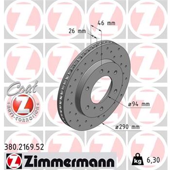 discos de freno coche - Disco de freno eje delantero (Gama SPORT COAT Z) ZIMMERMANN 380216952