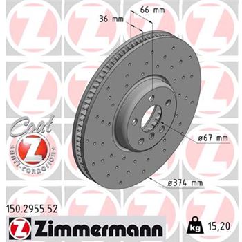 discos de freno coche - Disco de freno eje delantero, derecha (Gama SPORT COAT Z) ZIMMERMANN 150295552