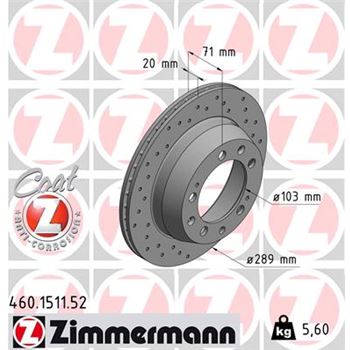 discos de freno coche - Disco de freno eje trasero (Gama SPORT COAT Z) ZIMMERMANN 460151152