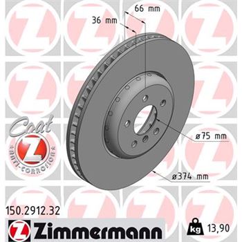 discos de freno coche - Disco de freno eje delantero, izquierda (Gama FORMULA F COAT Z) ZIMMERMANN 150291232