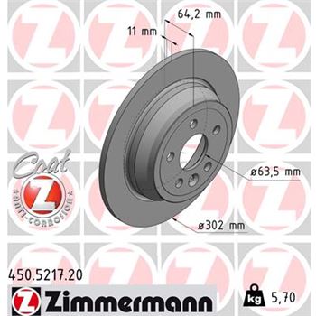 discos de freno coche - Disco de freno eje trasero (Gama COAT Z) ZIMMERMANN 450521720