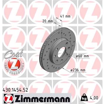 discos de freno coche - Disco de freno eje delantero (Gama SPORT COAT Z) ZIMMERMANN 430145452