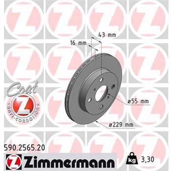 discos de freno coche - Disco de freno eje delantero (Gama COAT Z) ZIMMERMANN 590256520