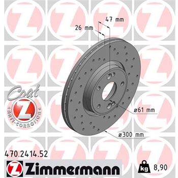 discos de freno coche - Disco de freno eje delantero (Gama SPORT COAT Z) ZIMMERMANN 470241452