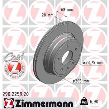 discos de freno coche - Disco de freno eje trasero (Gama COAT Z) ZIMMERMANN 290225920