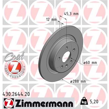 discos de freno coche - Disco de freno eje trasero (Gama COAT Z) ZIMMERMANN 430264420