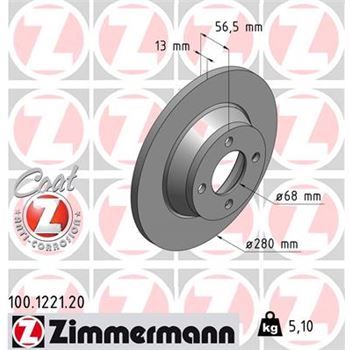 discos de freno coche - Disco de freno eje delantero (Gama COAT Z) ZIMMERMANN 100122120