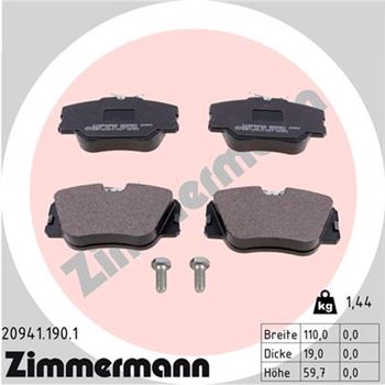pastillas de freno coche - Juego de pastillas de freno ZIMMERMANN 209411901