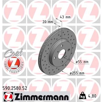 discos de freno coche - Disco de freno eje delantero (Gama SPORT COAT Z) ZIMMERMANN 590258052