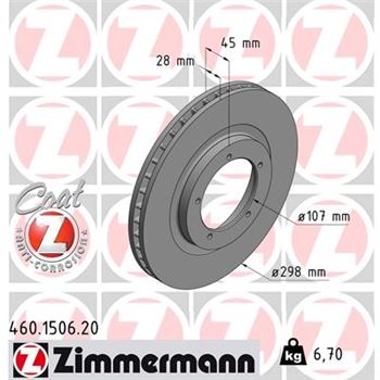 discos de freno coche - Disco de freno eje delantero (Gama COAT Z) ZIMMERMANN 460150620