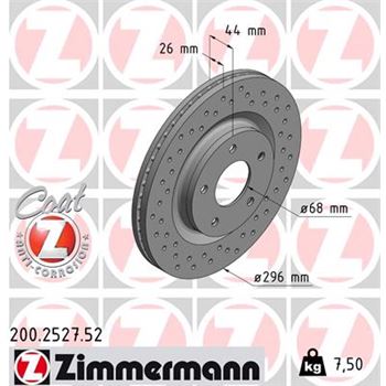discos de freno coche - Disco de freno eje delantero (Gama SPORT COAT Z) ZIMMERMANN 200252752
