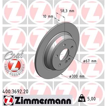 discos de freno coche - Disco de freno eje trasero (Gama COAT Z) ZIMMERMANN 400369220