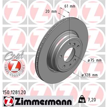 discos de freno coche - Disco de freno eje trasero (Gama COAT Z) ZIMMERMANN 150128120