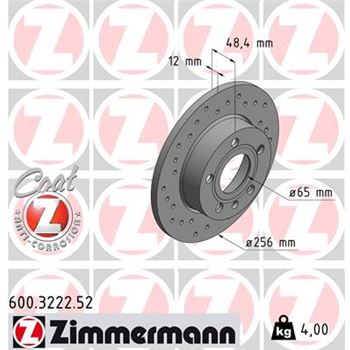 discos de freno coche - Disco de freno eje trasero (Gama SPORT COAT Z) ZIMMERMANN 600322252