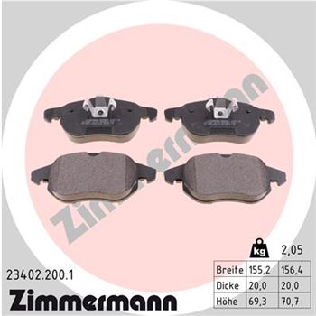 pastillas de freno coche - Juego de pastillas de freno ZIMMERMANN 234022001
