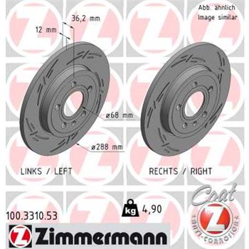 discos de freno coche - Disco de freno eje trasero (Gama BLACK Z) ZIMMERMANN 100331053