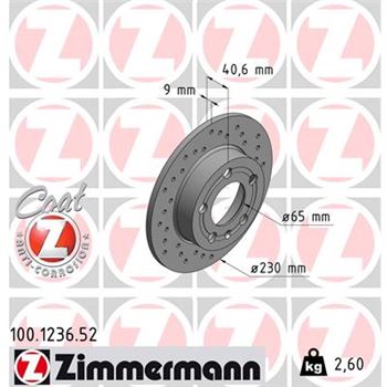discos de freno coche - Disco de freno eje trasero (Gama SPORT COAT Z) ZIMMERMANN 100123652