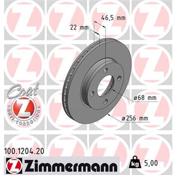discos de freno coche - Disco de freno eje delantero (Gama COAT Z) ZIMMERMANN 100120420