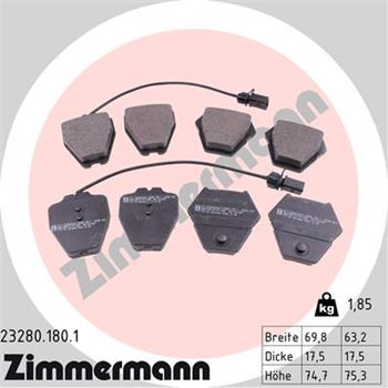 pastillas de freno coche - Juego de pastillas de freno ZIMMERMANN 232801801