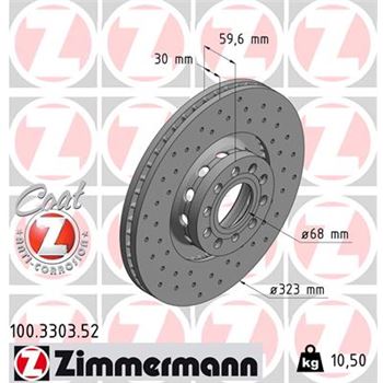 discos de freno coche - Disco de freno eje delantero (Gama SPORT COAT Z) ZIMMERMANN 100330352