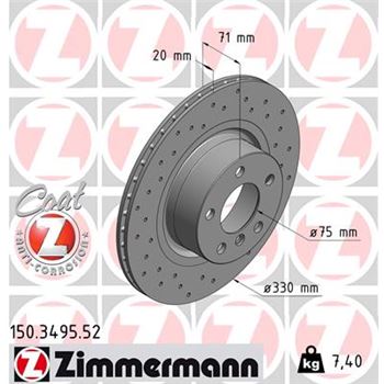 discos de freno coche - Disco de freno eje trasero (Gama SPORT COAT Z) ZIMMERMANN 150349552