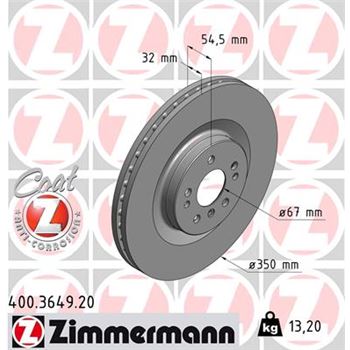 discos de freno coche - Disco de freno eje delantero (Gama COAT Z) ZIMMERMANN 400364920