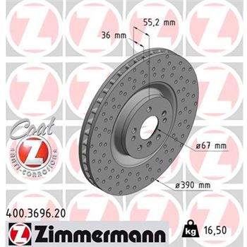 discos de freno coche - Disco de freno eje delantero (Gama COAT Z) ZIMMERMANN 400369620