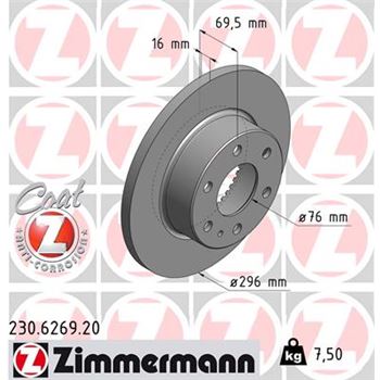 discos de freno coche - Disco de freno eje trasero (Gama COAT Z) ZIMMERMANN 230626920